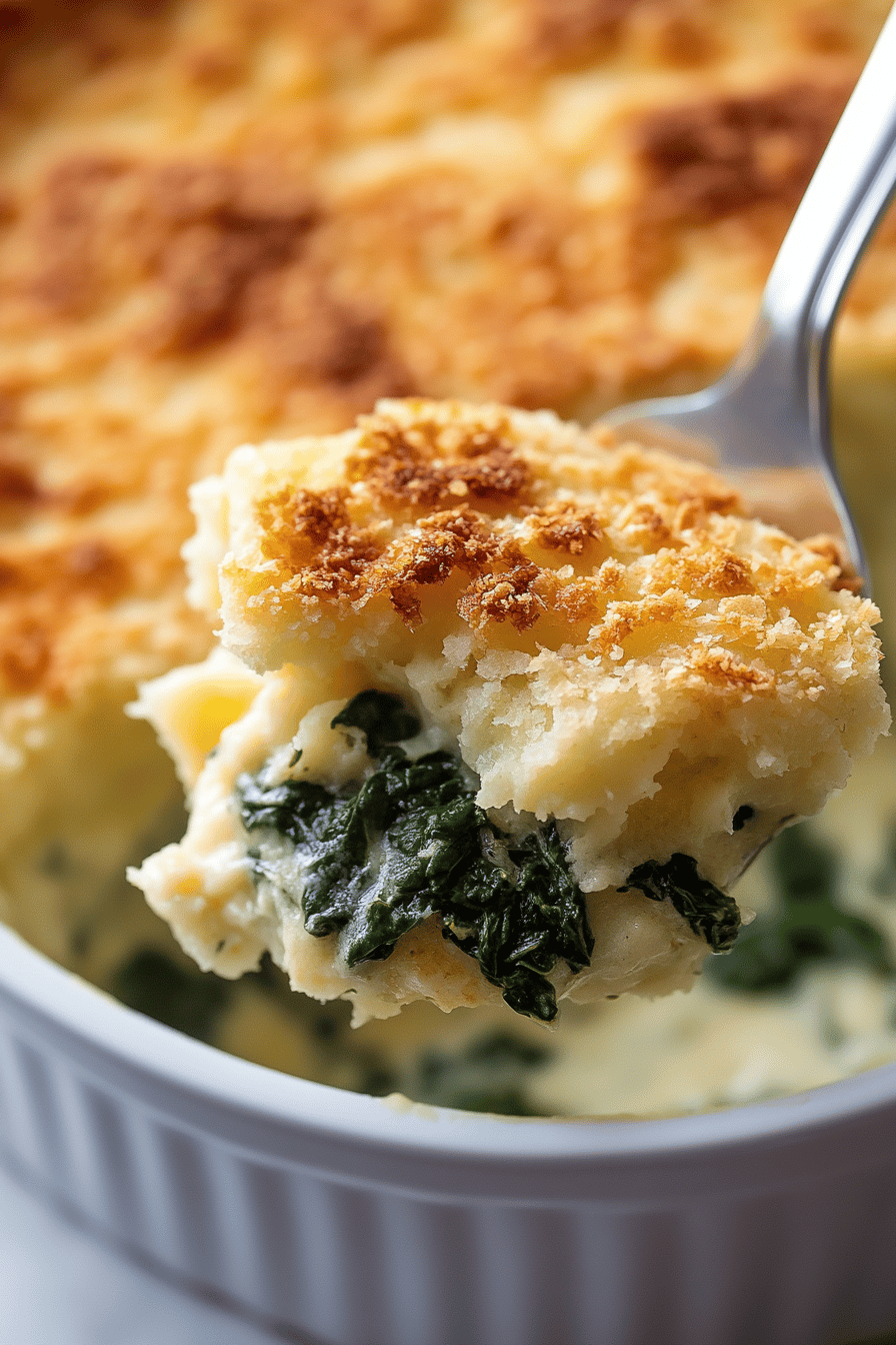 Spinach Casserole Recipe ingredients organized and measured on kitchen counter