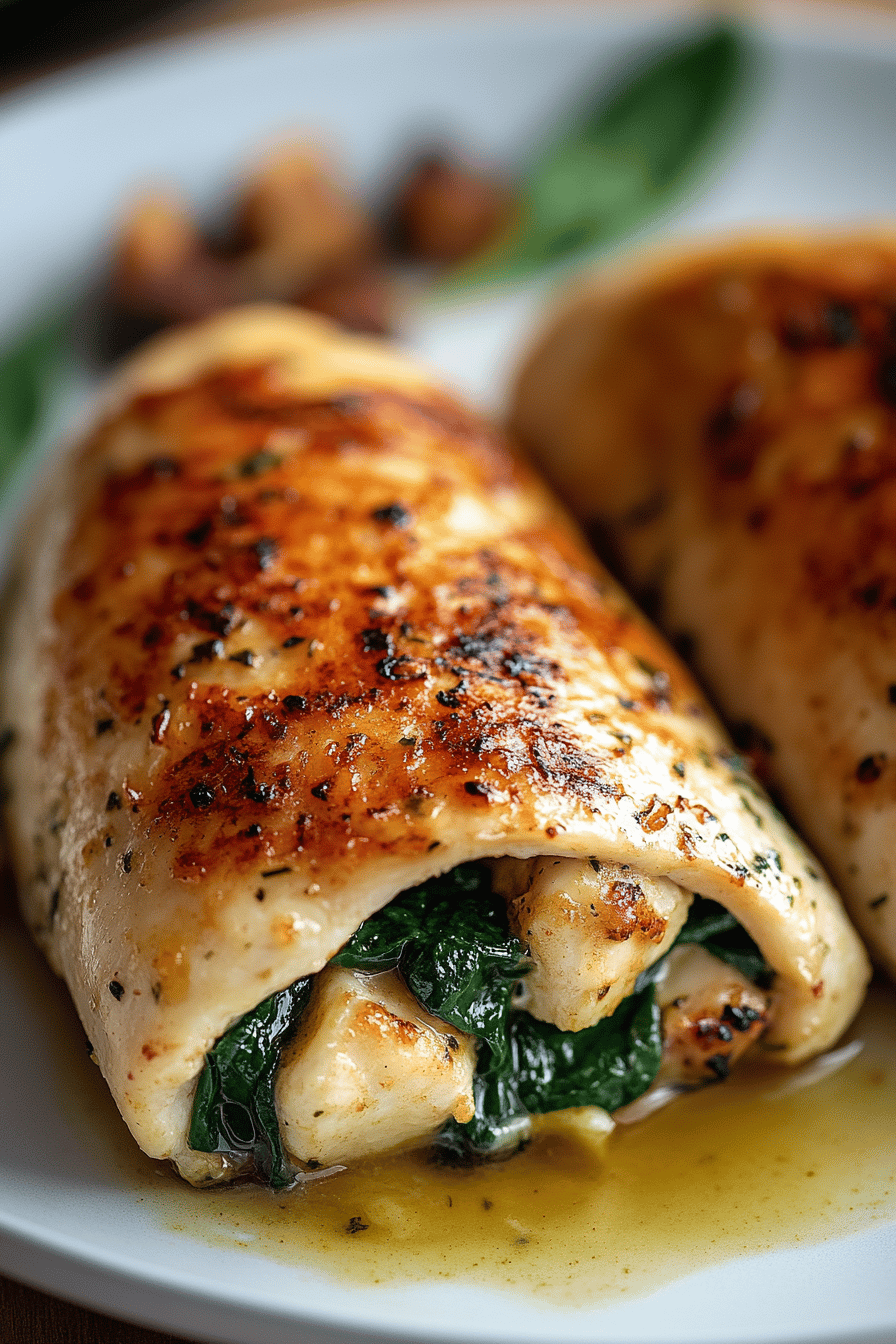 Spinach Stuffed Chicken Breast final dish beautifully presented and ready to serve