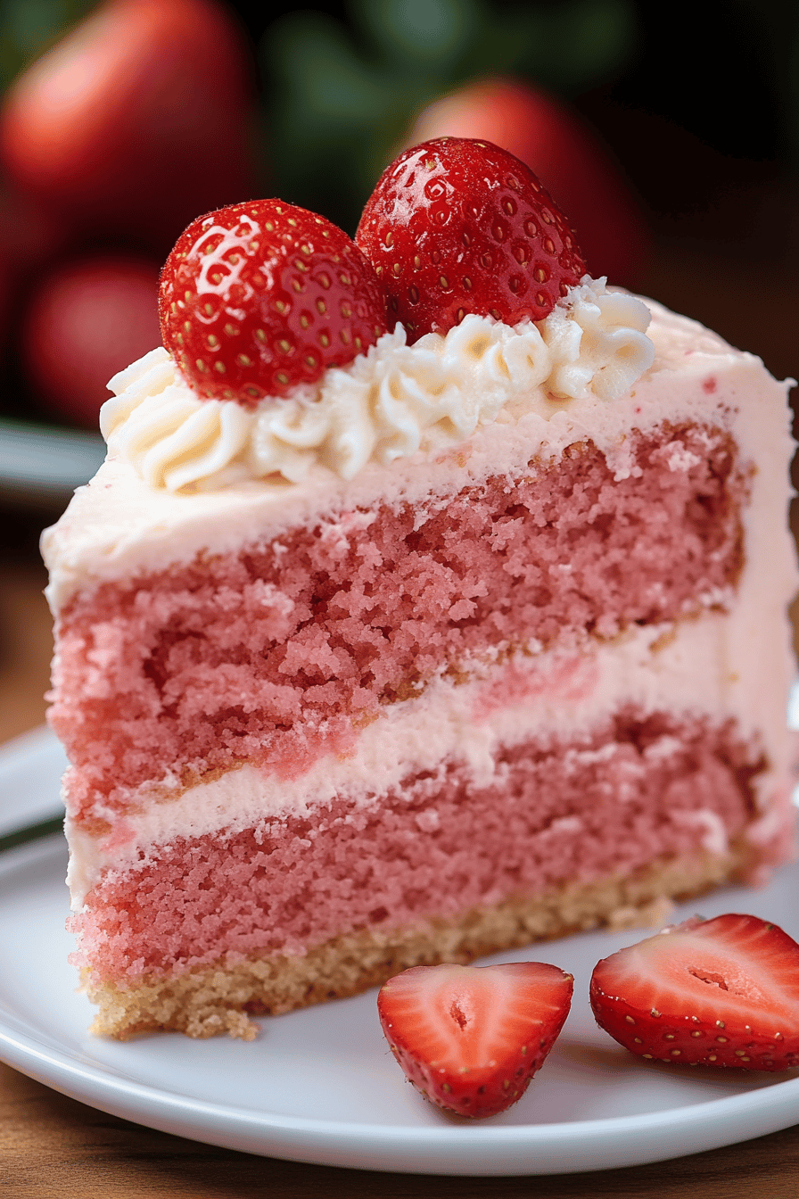 Strawberry Cake Recipe ingredients organized and measured on kitchen counter