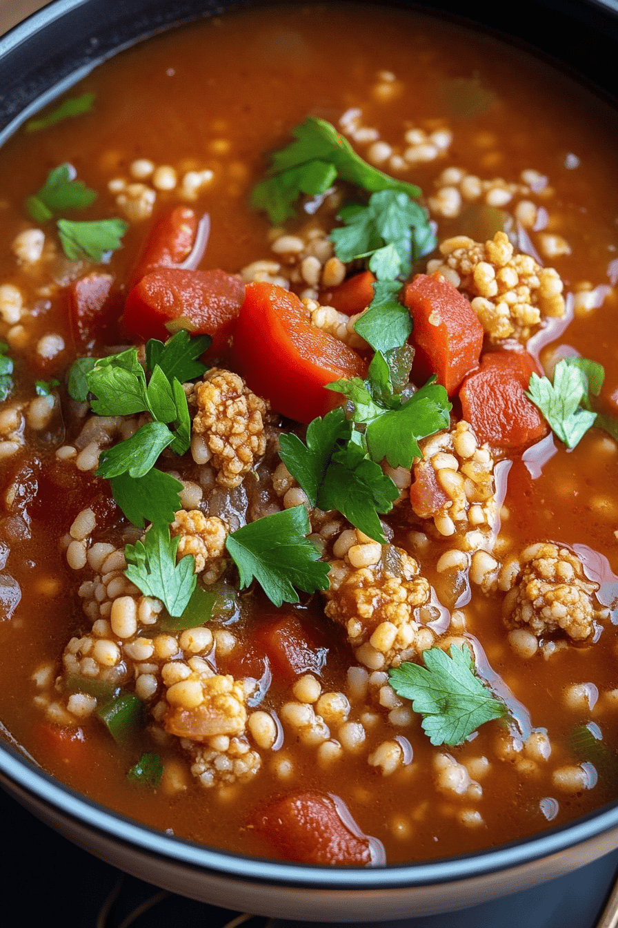 Stuffed Pepper Soup Recipe final dish beautifully presented and ready to serve
