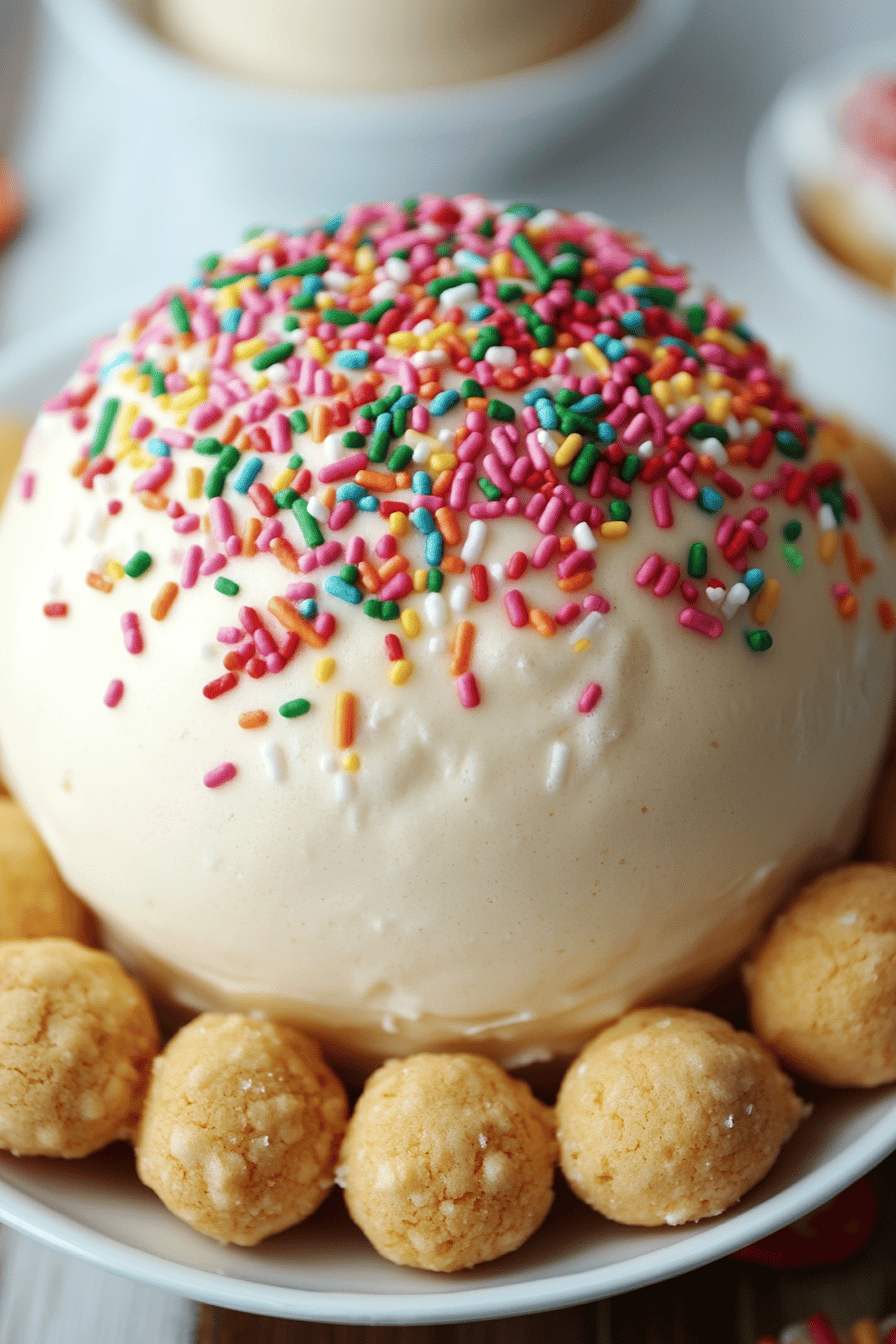 Sugar Cookie Cheesecake Cheeseball ingredients organized and measured on kitchen counter