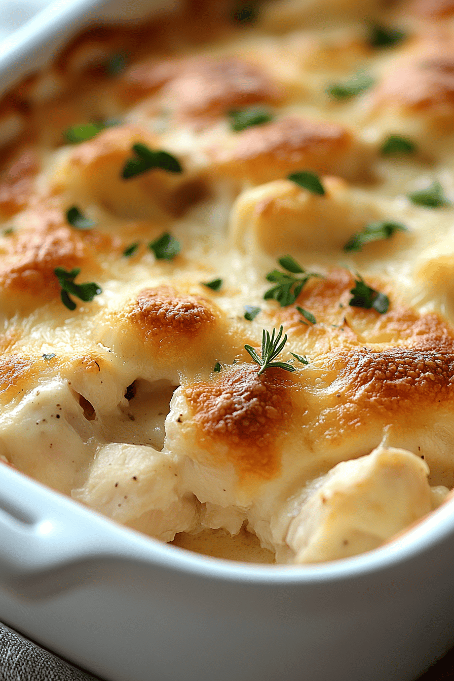 Swiss Chicken Casserole final dish beautifully presented and ready to serve
