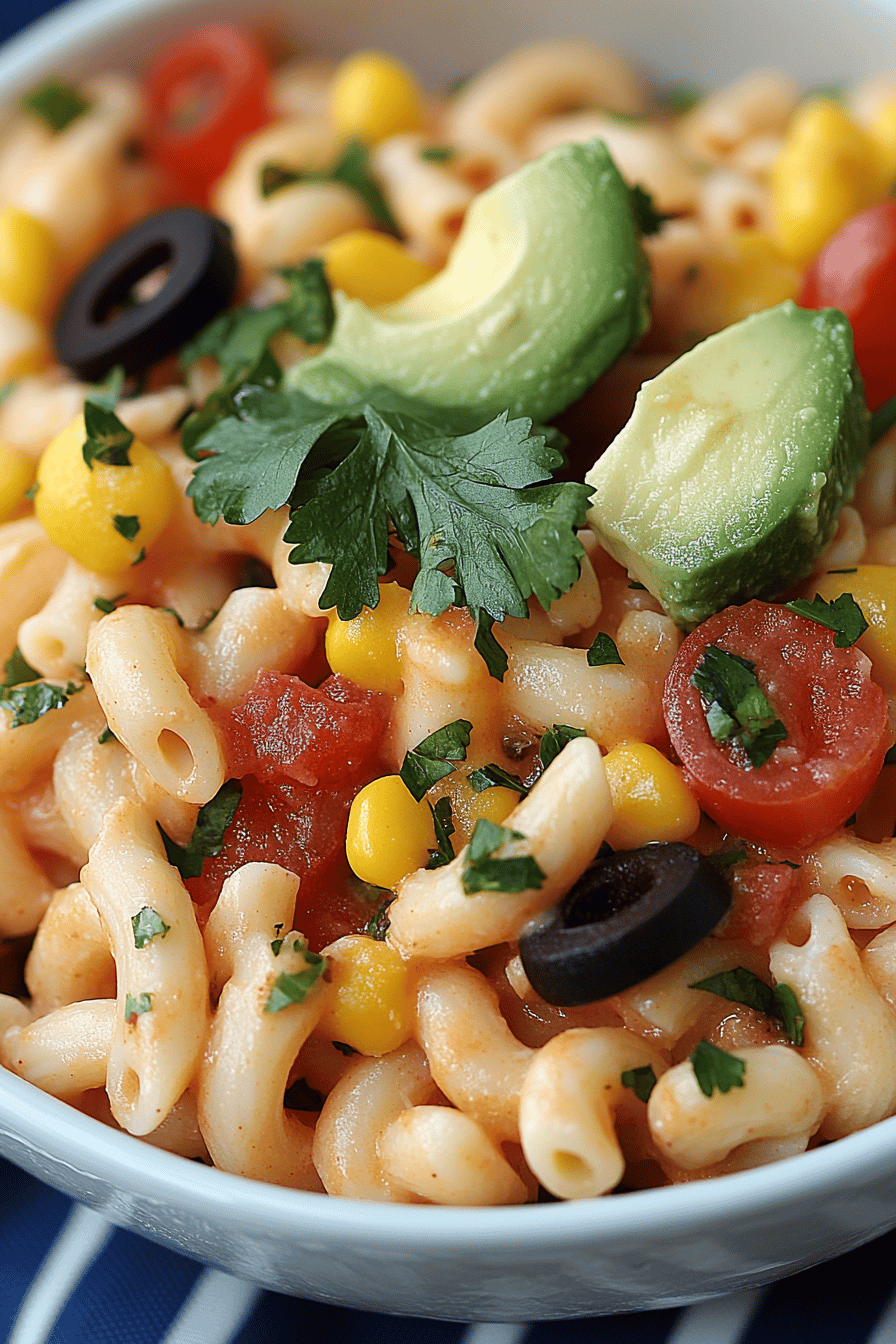Tex-Mex Pasta Salad final dish beautifully presented and ready to serve