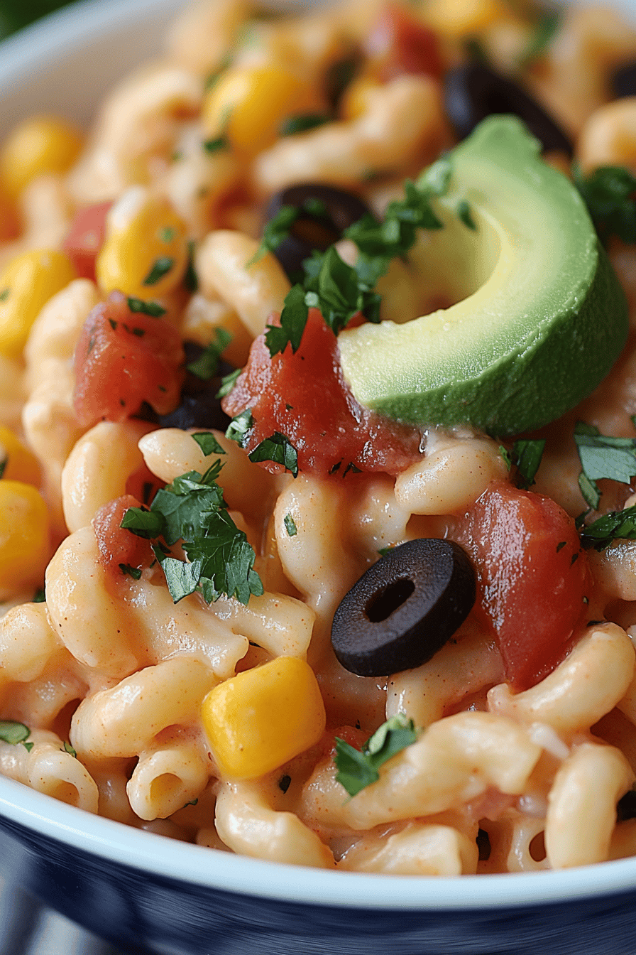 Tex-Mex Pasta Salad ingredients organized and measured on kitchen counter