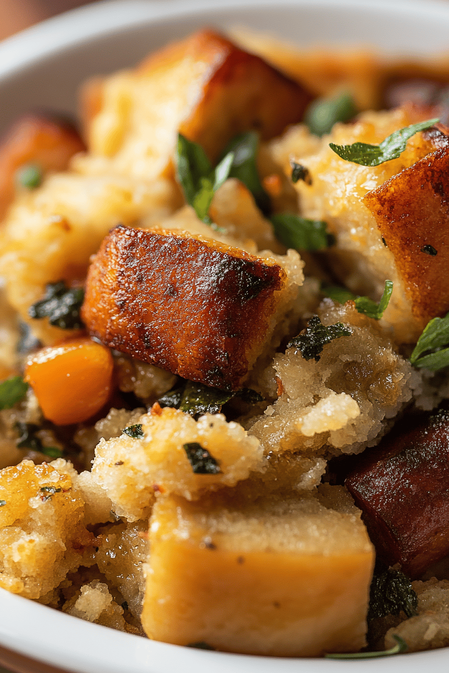 Thanksgiving Stuffing Recipe ingredients organized and measured on kitchen counter
