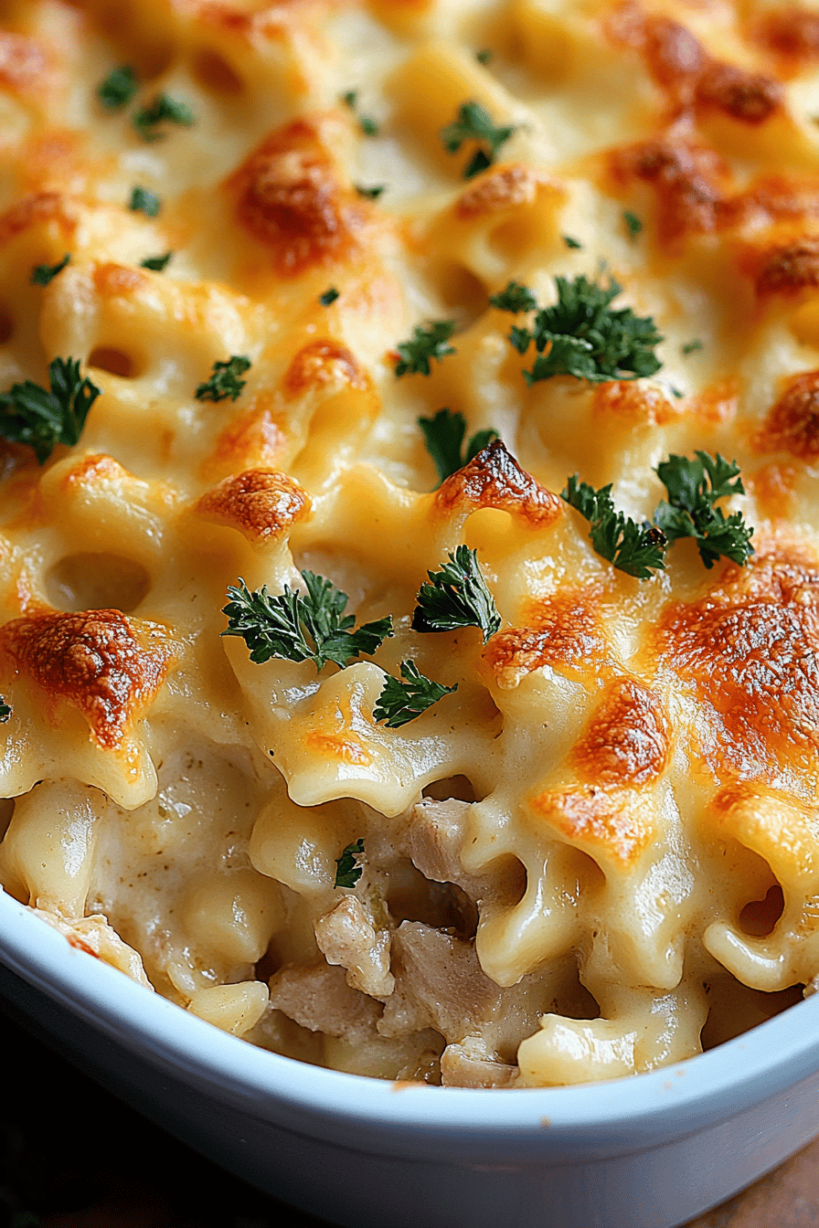 Turkey Noodle Casserole final dish beautifully presented and ready to serve