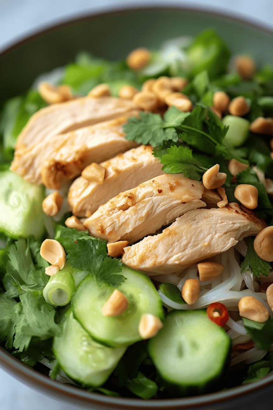 Vietnamese Chicken Salad Recipe ingredients organized and measured on kitchen counter