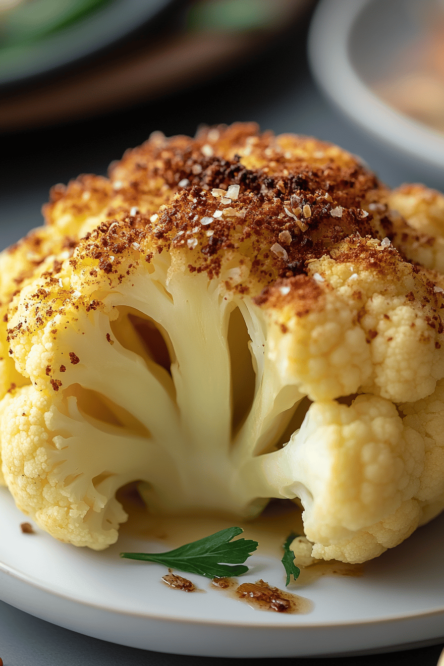 Whole Roasted Cauliflower ingredients organized and measured on kitchen counter