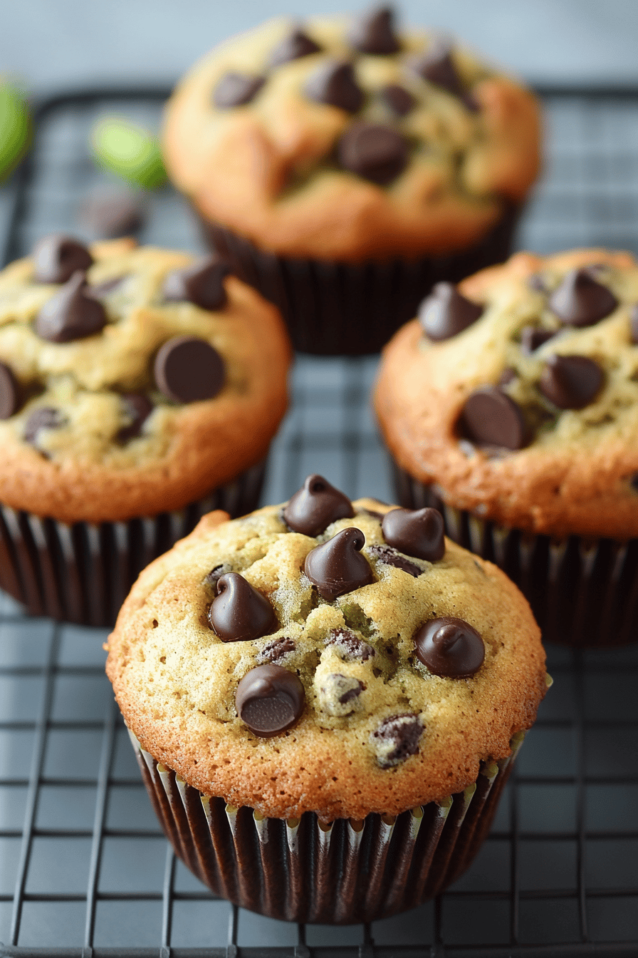 Zucchini Chocolate Chip Muffins final dish beautifully presented and ready to serve