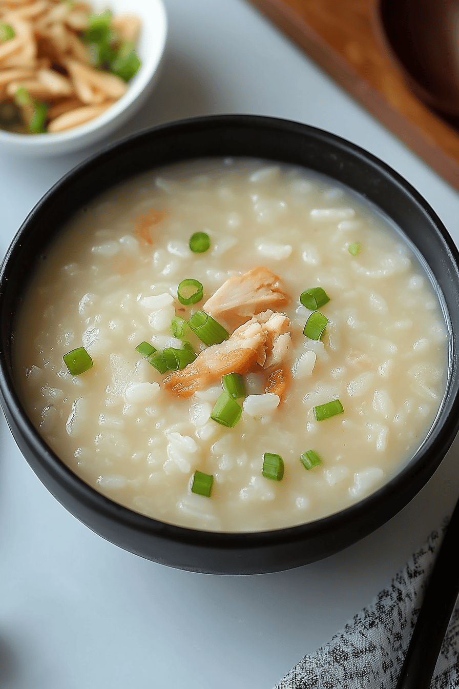 congee rice porridge final dish beautifully presented and ready to serve
