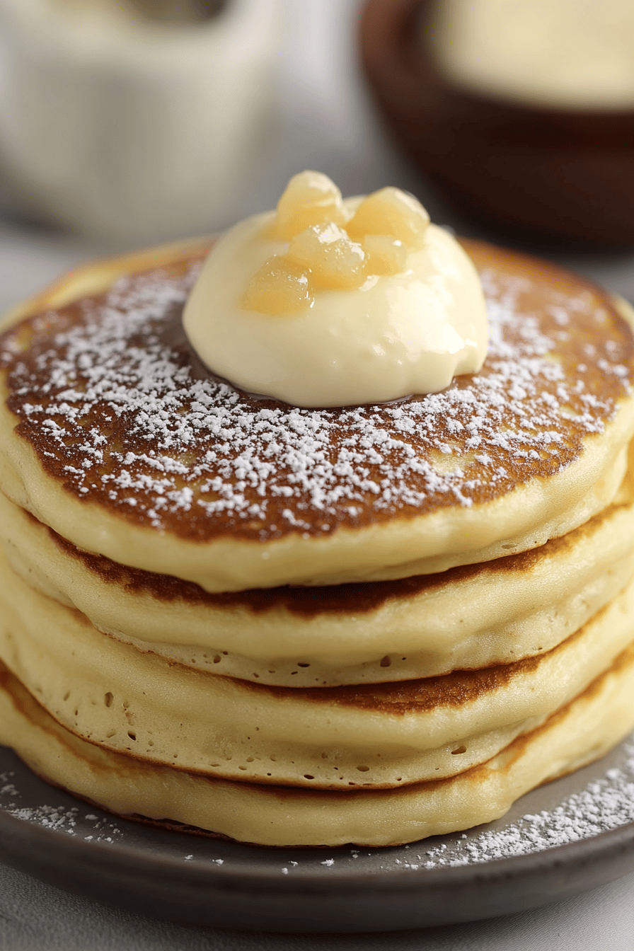 milk-free pancake recipe ingredients organized and measured on kitchen counter