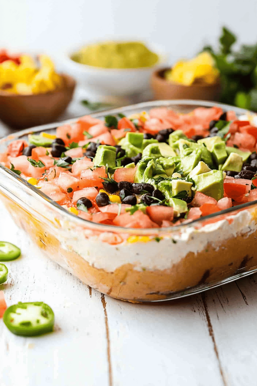 7-Layer Dip slice on plate showing perfect texture and swirl pattern