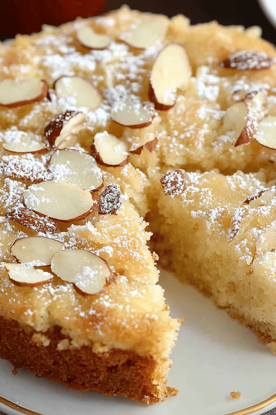 Almond Cake final dish beautifully presented and ready to serve