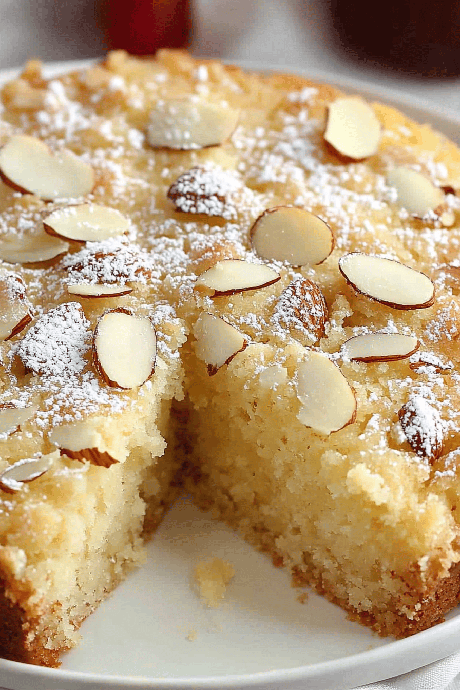 Almond Cake ingredients organized and measured on kitchen counter