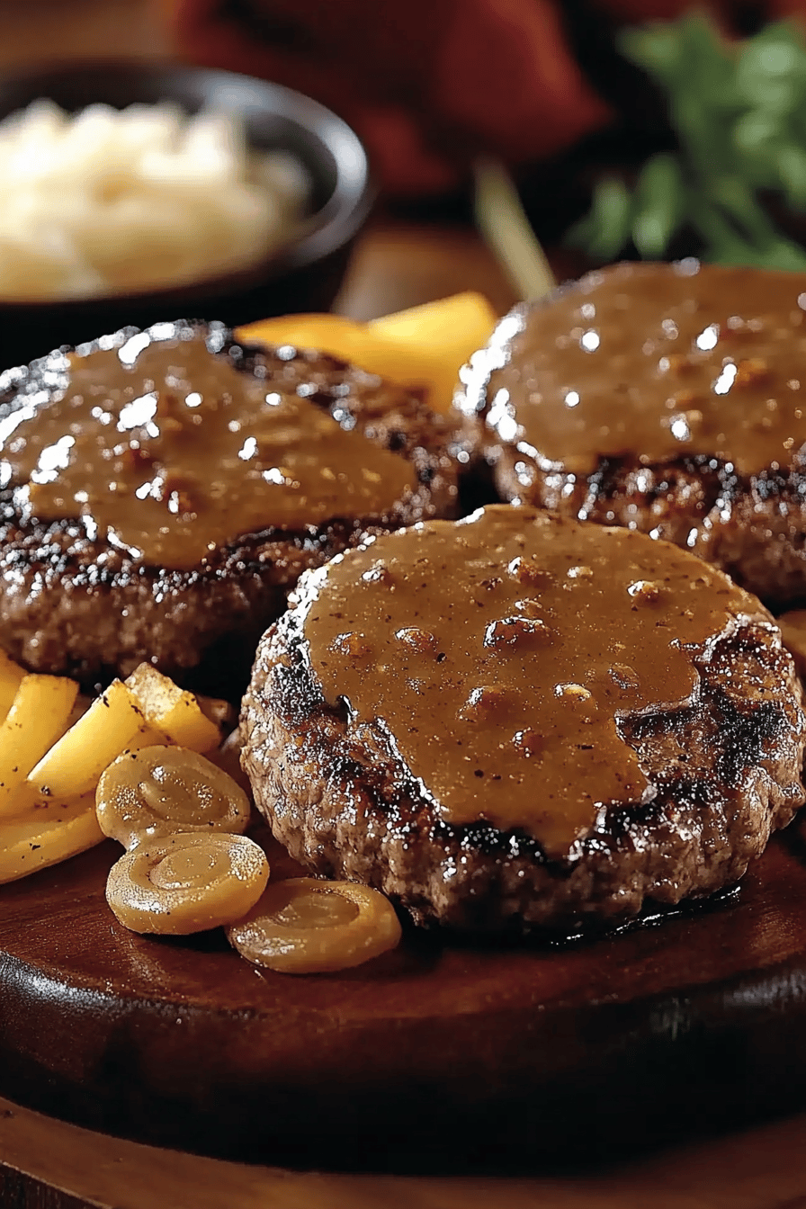 Amish Hamburger Steaks final dish beautifully presented and ready to serve