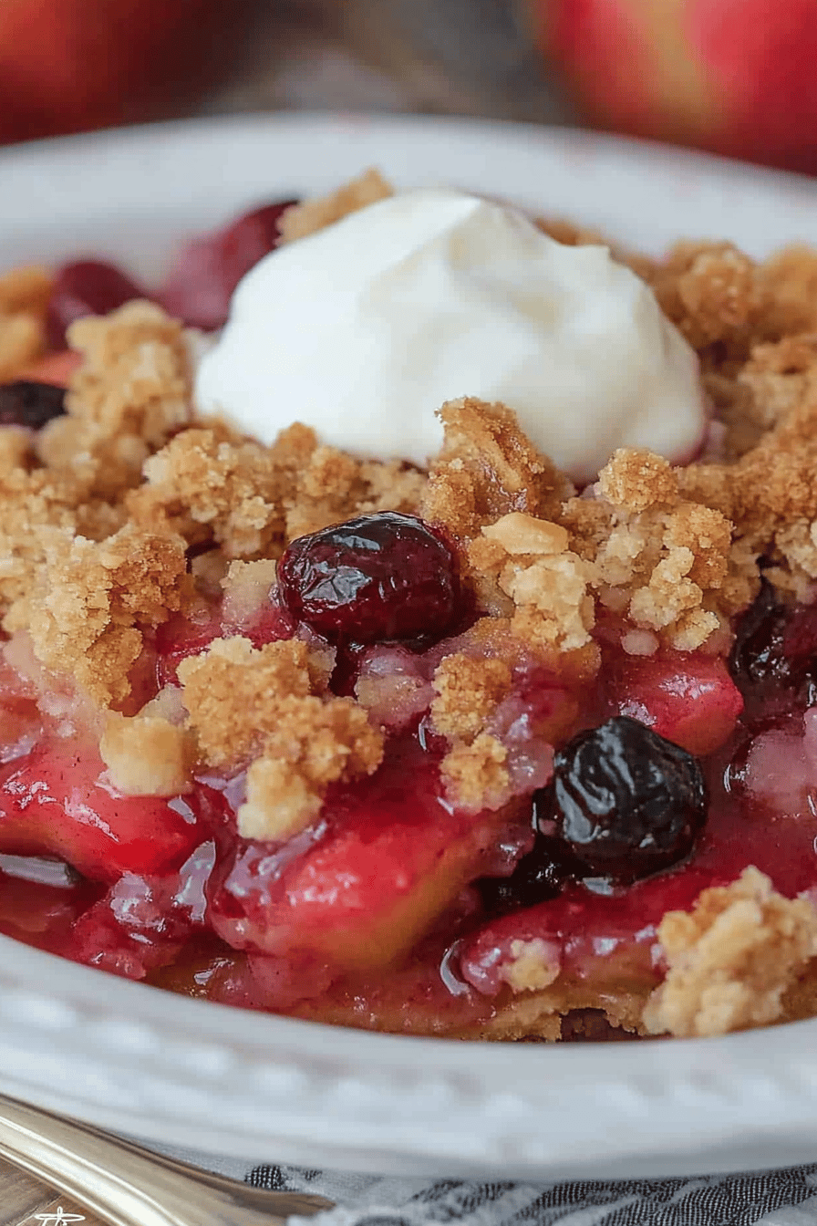 Apple Cranberry Crisp Recipe ingredients organized and measured on kitchen counter