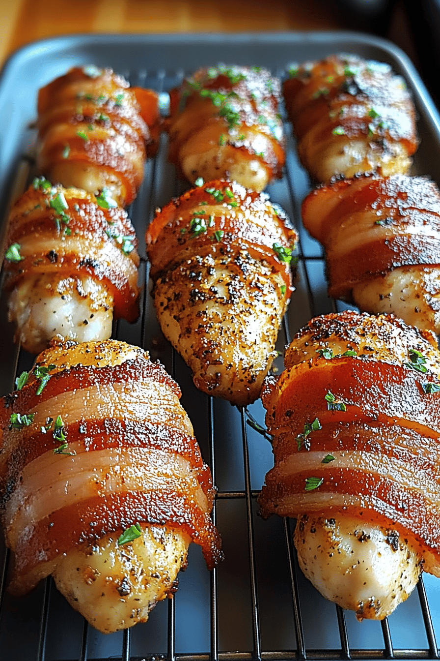 Bacon-Wrapped Chicken Tenders slice on plate showing perfect texture and swirl pattern