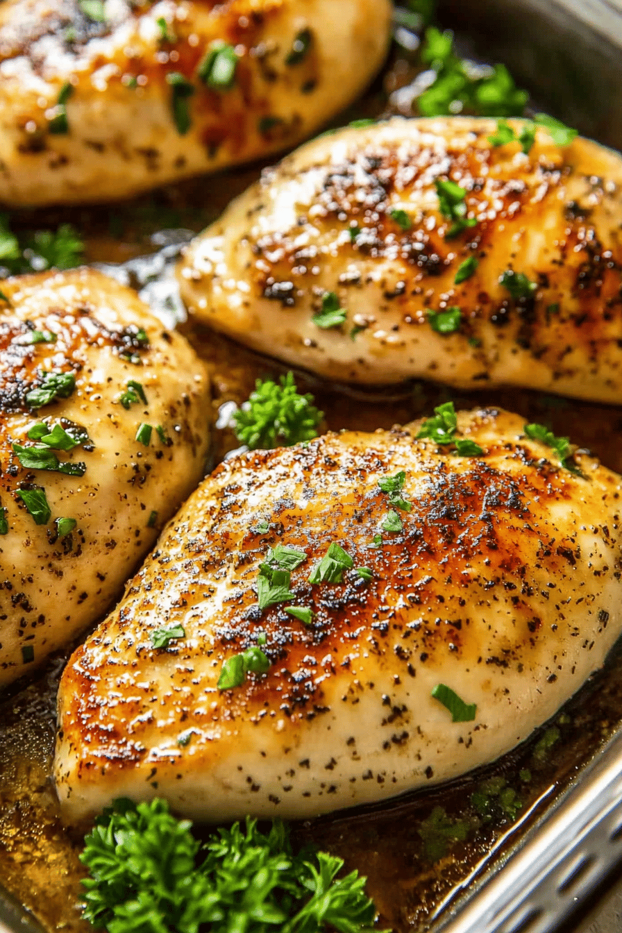 Baked Chicken Breasts final dish beautifully presented and ready to serve