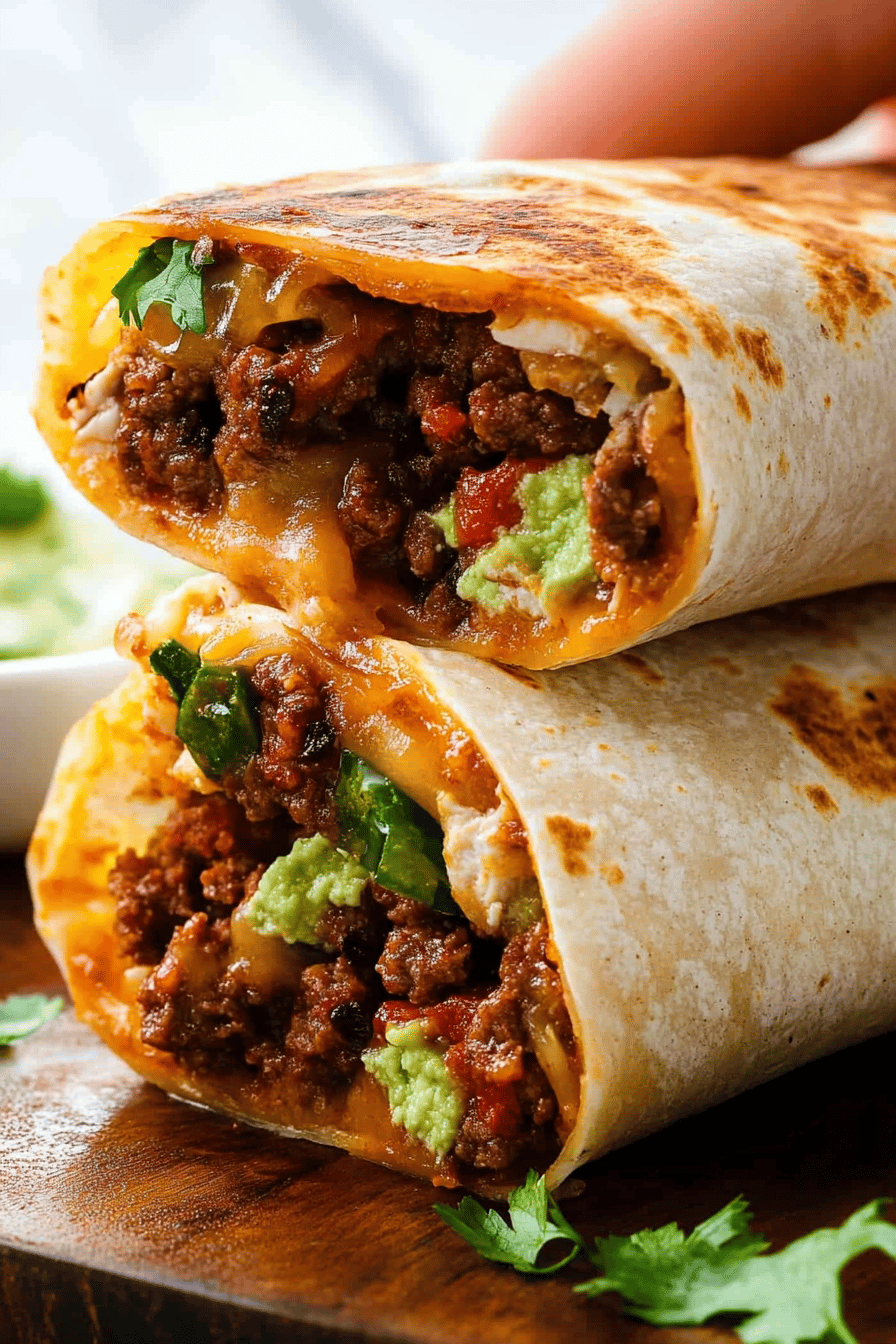 Beef Burritos Recipe ingredients organized and measured on kitchen counter