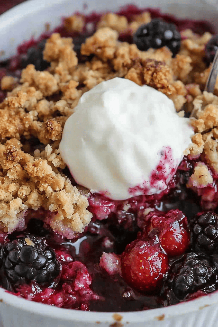 Berry Crisp Recipe ingredients organized and measured on kitchen counter