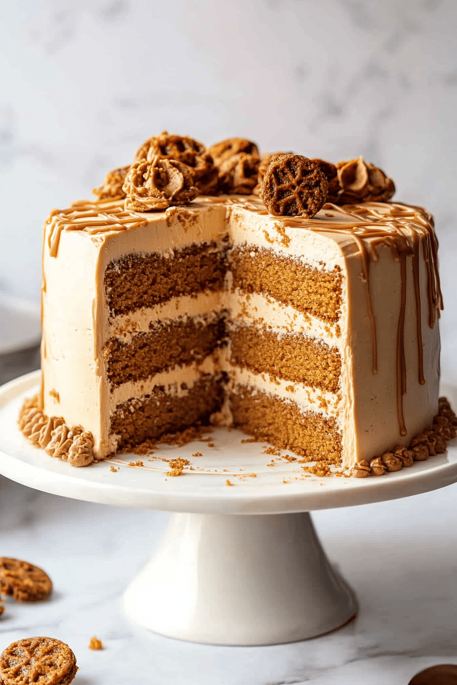 Biscoff Cookie Butter Cake ingredients organized and measured on kitchen counter