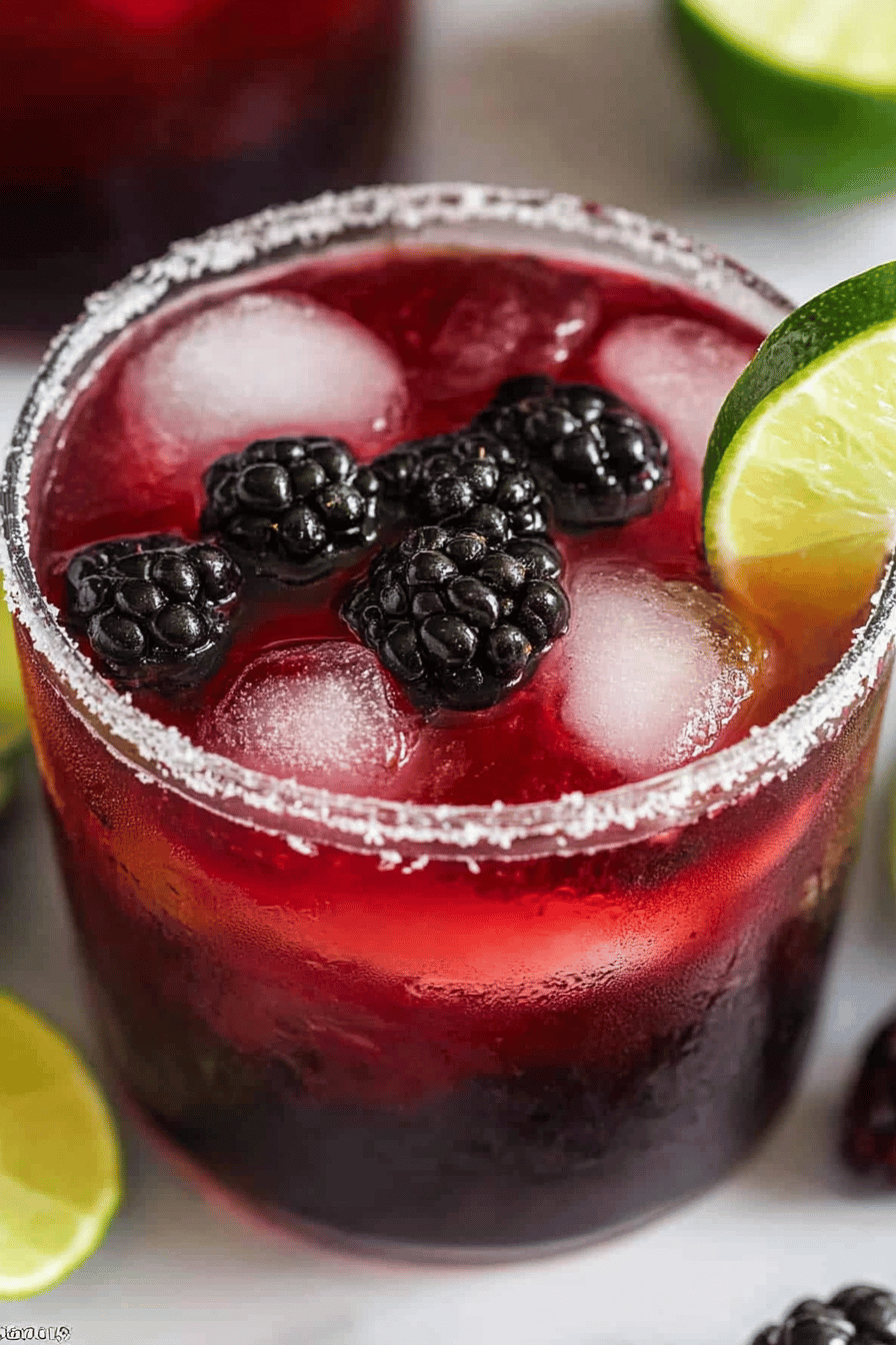 Blackberry Lime Margaritas final dish beautifully presented and ready to serve