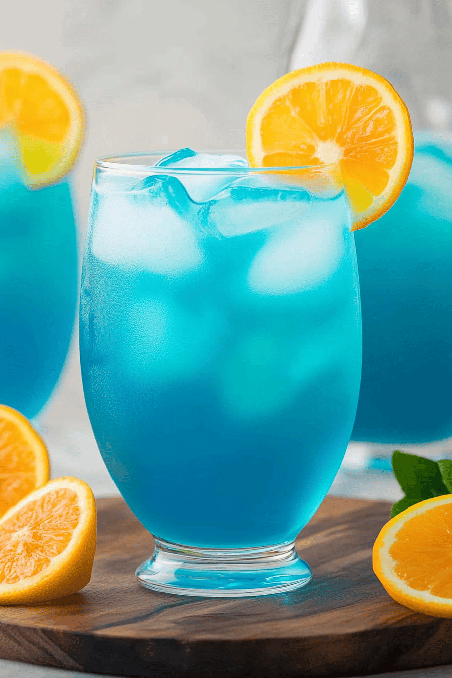 Blue Lagoon Mocktail slice on plate showing perfect texture and swirl pattern