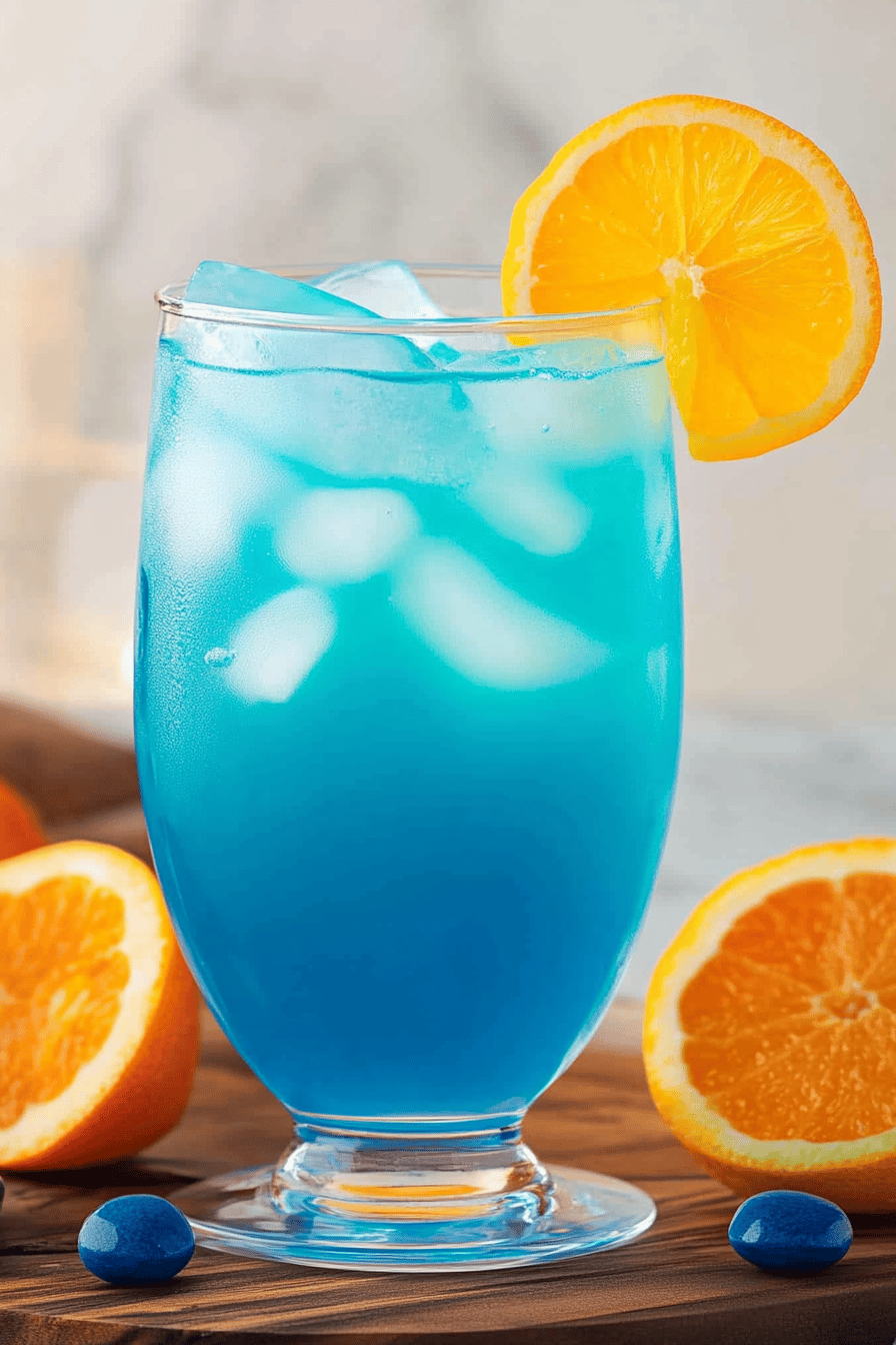 Blue Lagoon Mocktail final dish beautifully presented and ready to serve