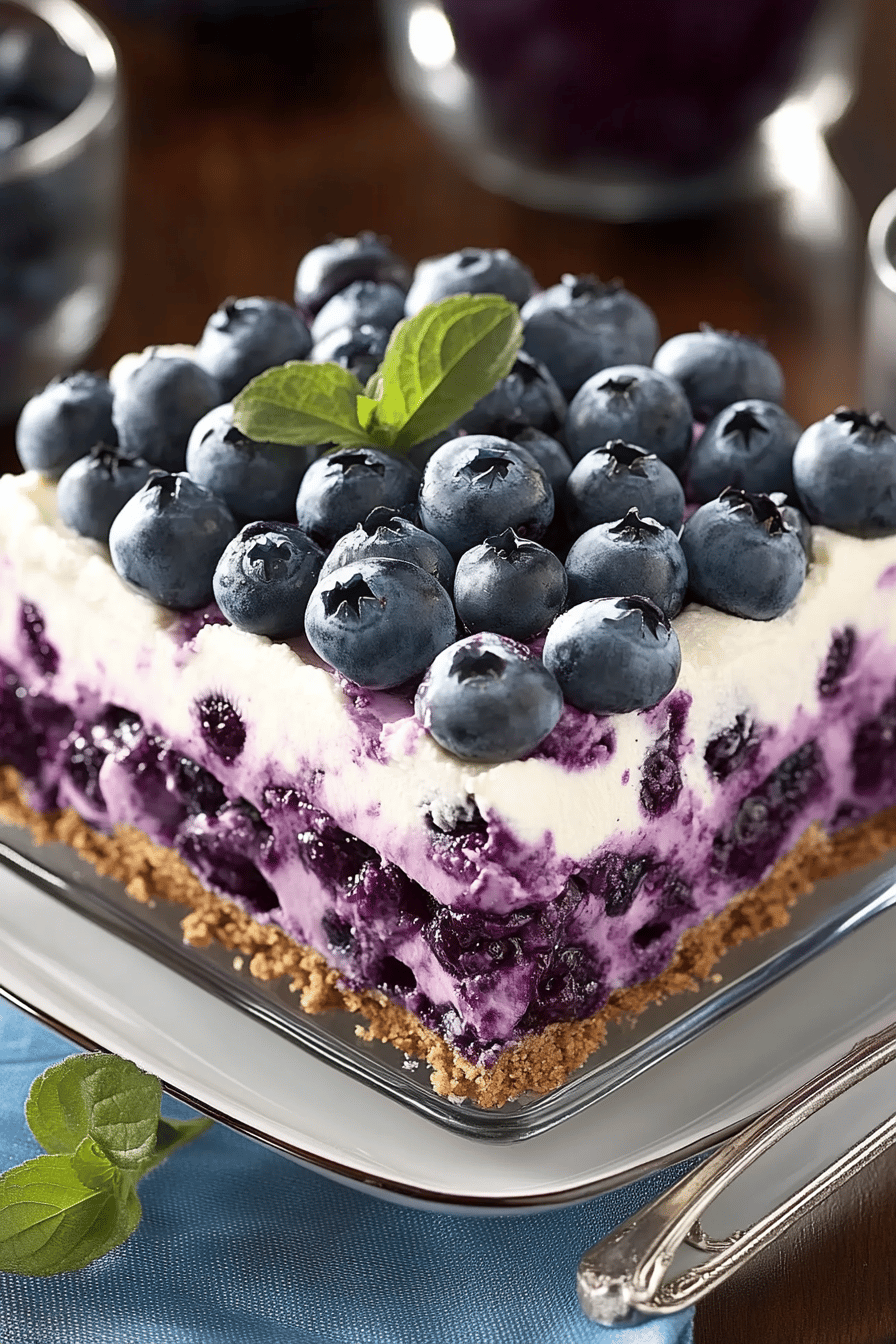 Blueberry Dessert Recipe ingredients organized and measured on kitchen counter