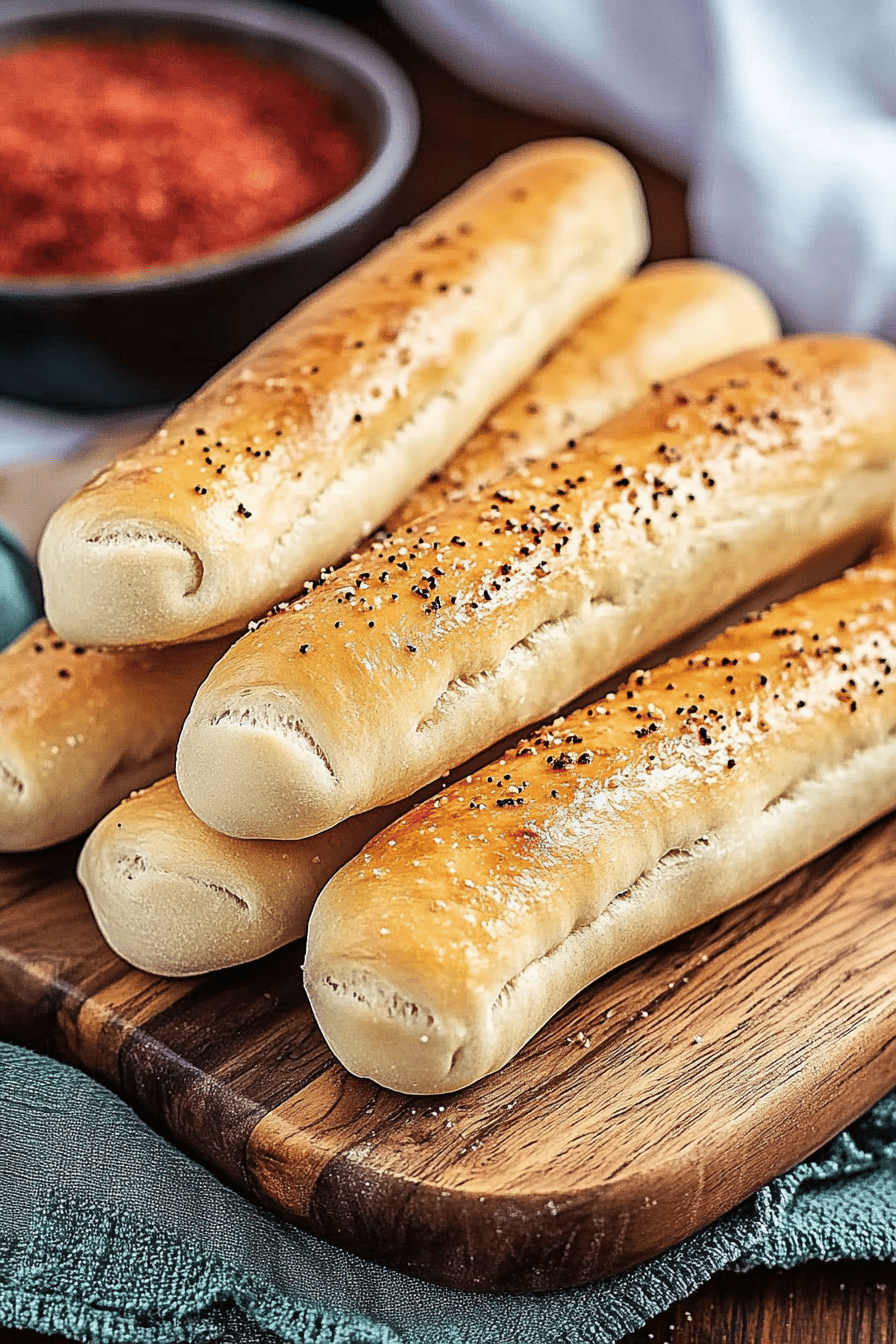 Breadsticks Recipe ingredients organized and measured on kitchen counter
