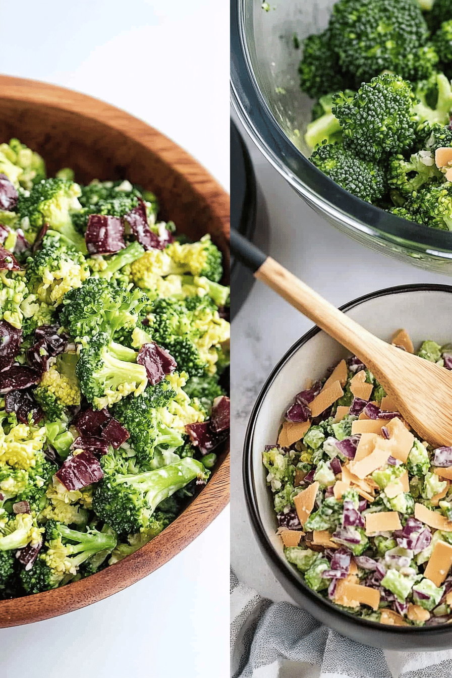 Broccoli Salad Recipe ingredients organized and measured on kitchen counter