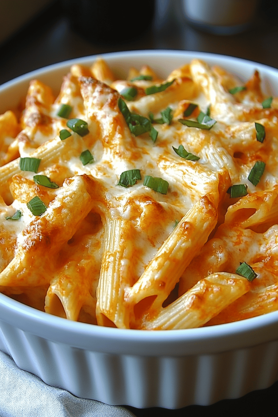Buffalo Chicken Pasta Bake final dish beautifully presented and ready to serve