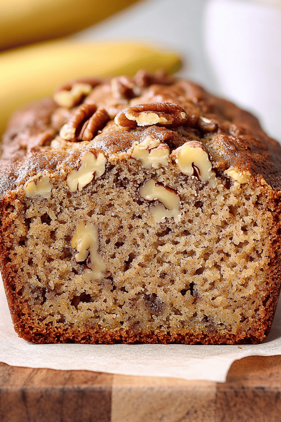 Butter Pecan Banana Bread final dish beautifully presented and ready to serve