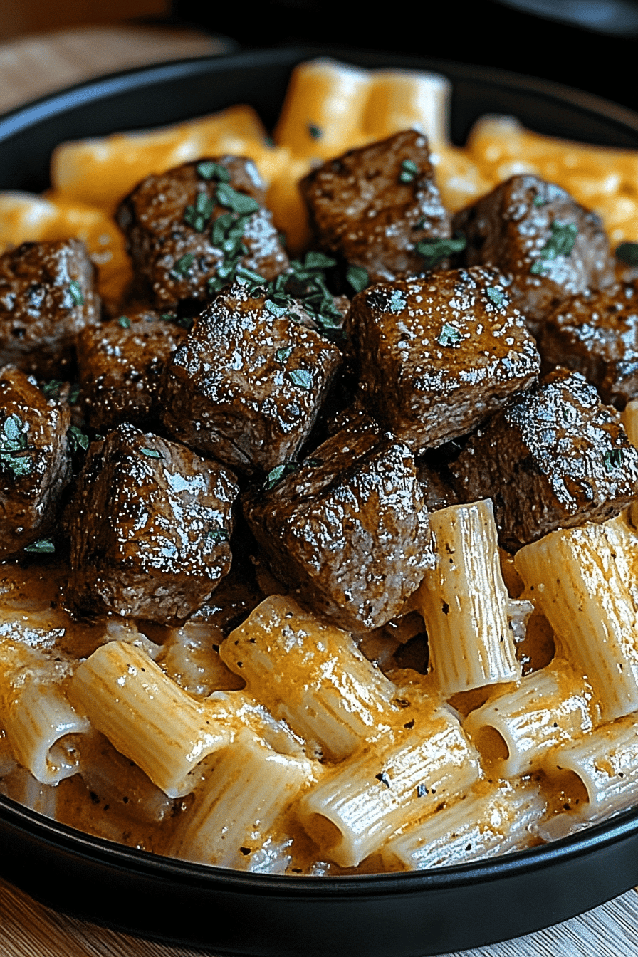 Cajun Steak Tips Cheesy Rigatoni