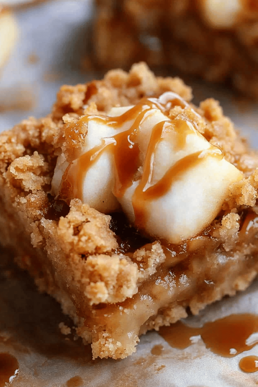 Caramel Apple Crumb Bars final dish beautifully presented and ready to serve