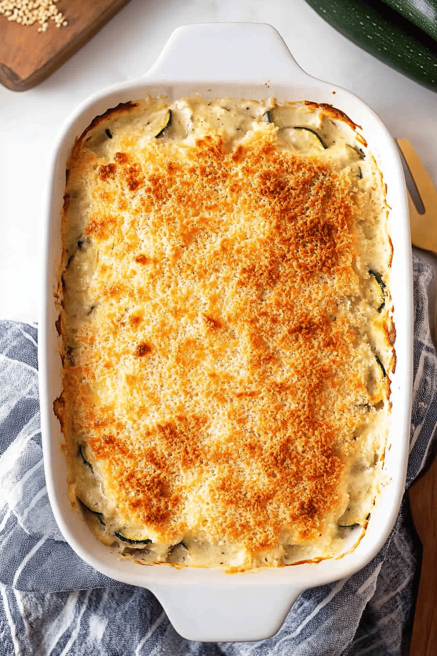 Cheesy Zucchini Casserole final dish beautifully presented and ready to serve