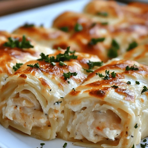 Chicken Alfredo Lasagna Rolls