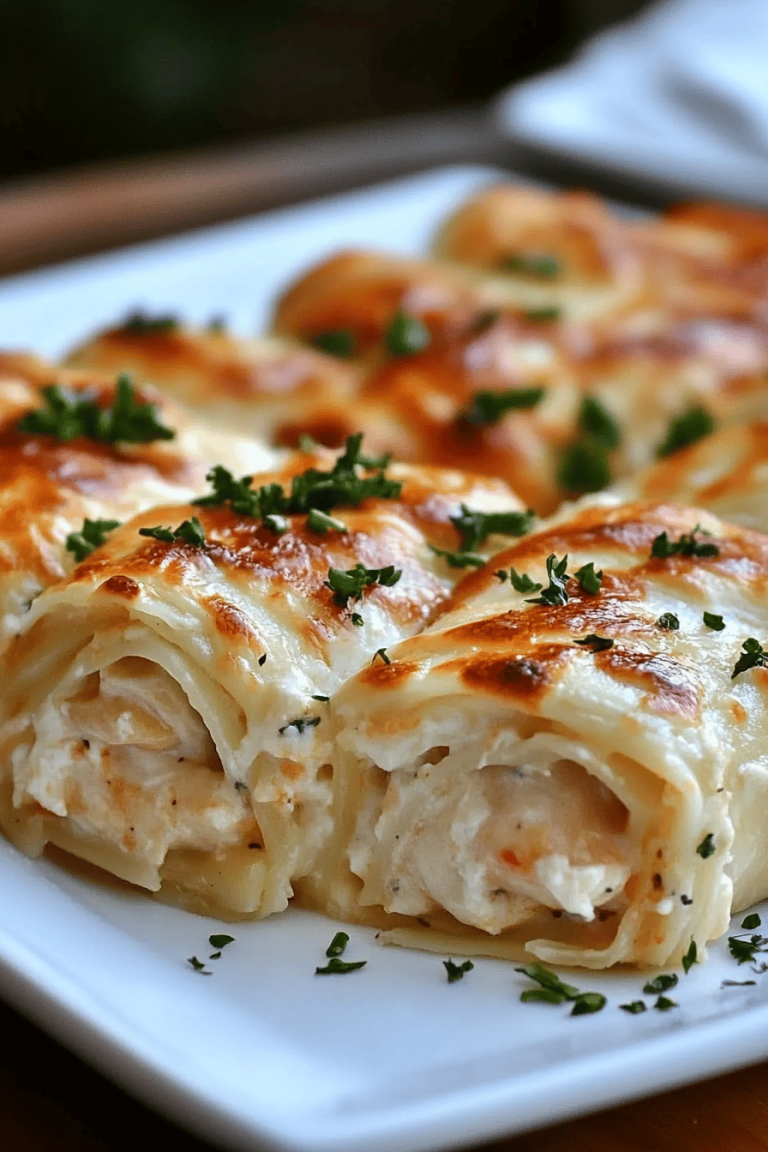 Chicken Alfredo Lasagna Rolls