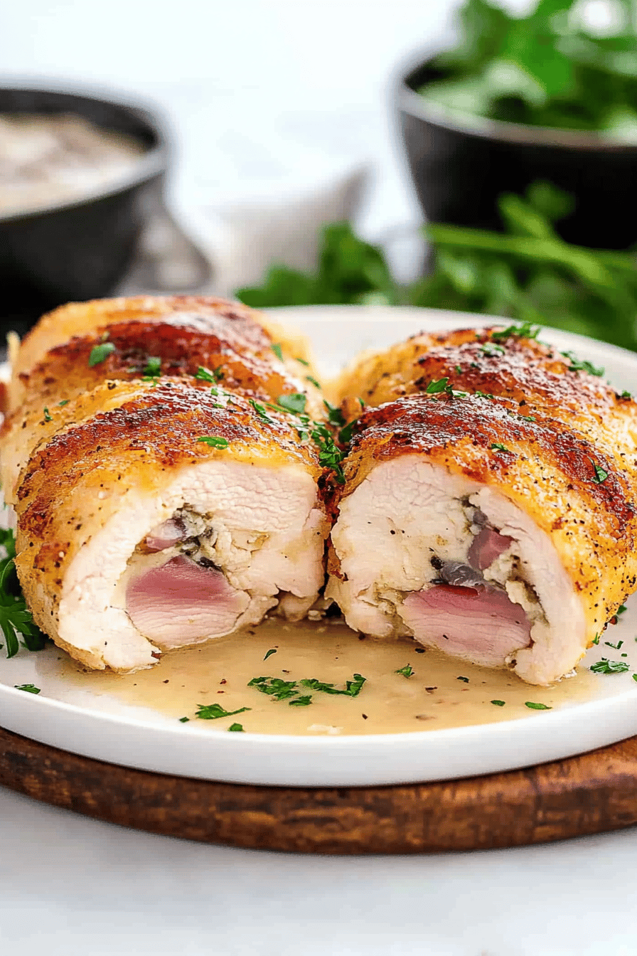 Chicken Cordon Bleu Tips ingredients organized and measured on kitchen counter