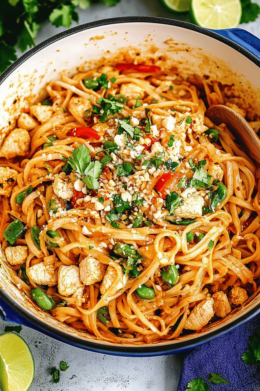 Chicken Pad Thai Recipe final dish beautifully presented and ready to serve