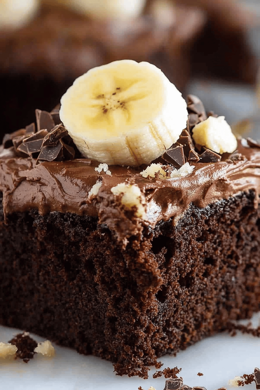 Chocolate Banana Cake final dish beautifully presented and ready to serve