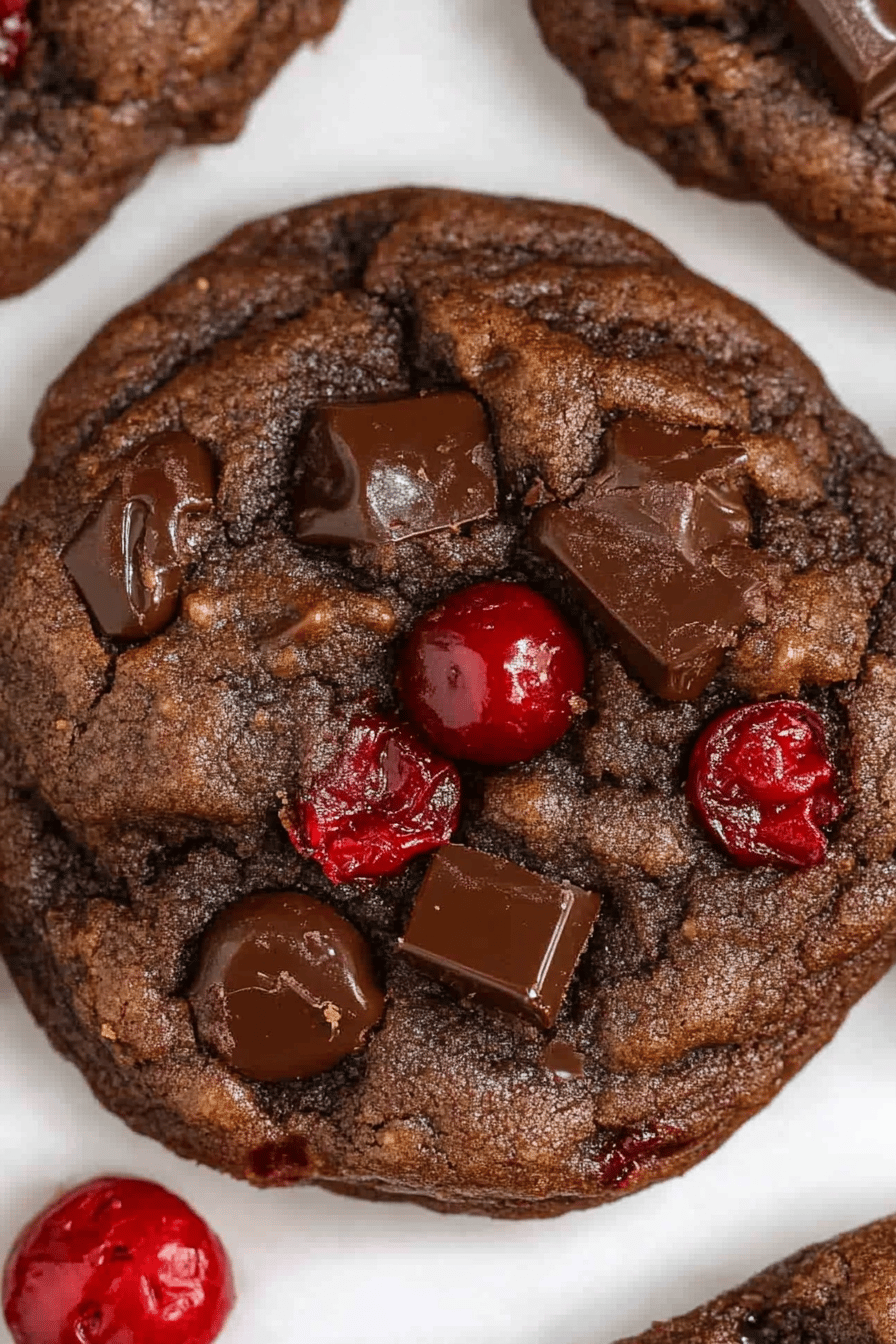 Chocolate Cherry Cookies final dish beautifully presented and ready to serve