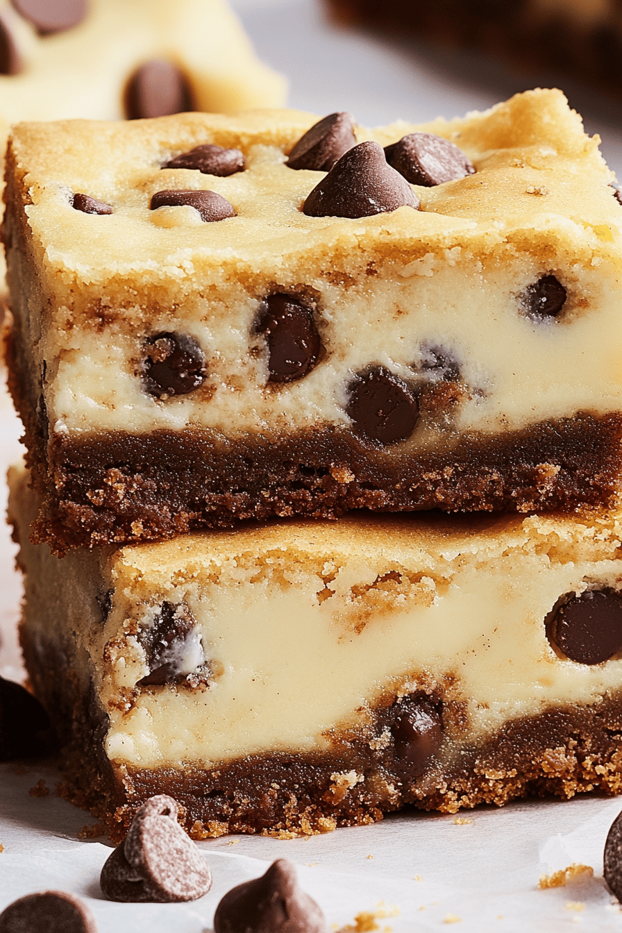 Chocolate Chip Cookie Cheesecake Bars ingredients organized and measured on kitchen counter