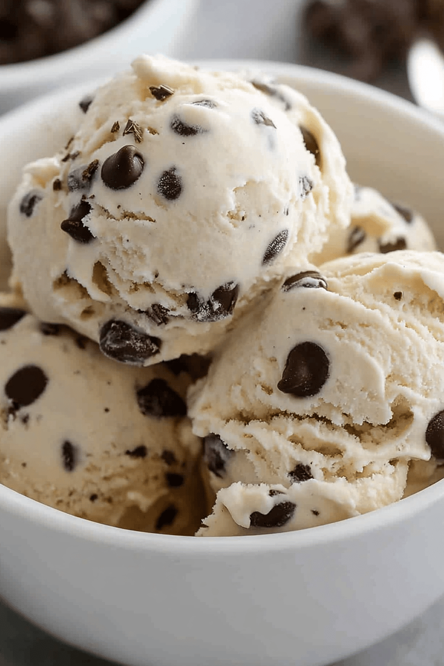 Chocolate Chip Cookie Dough Ice Cream final dish beautifully presented and ready to serve