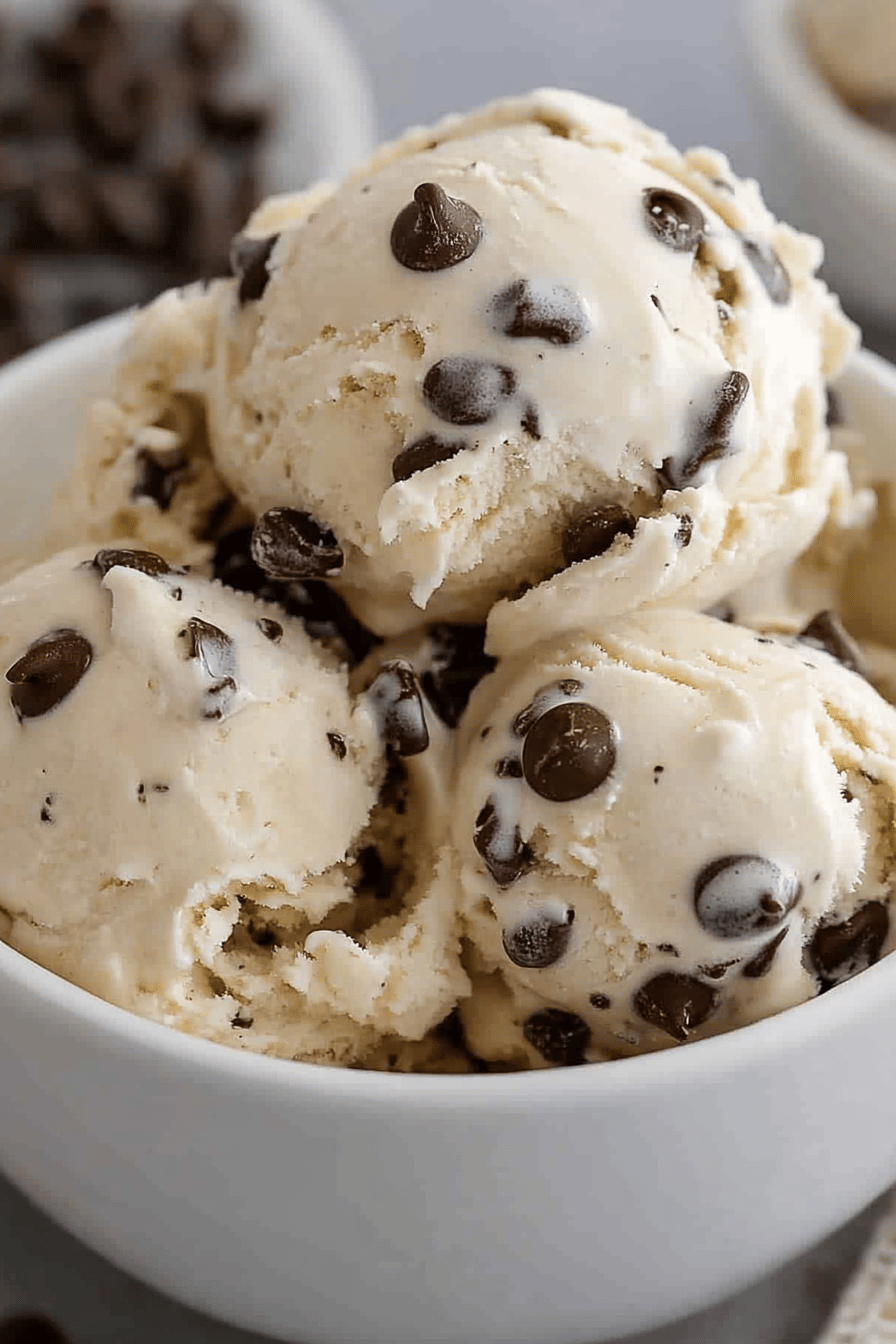Chocolate Chip Cookie Dough Ice Cream ingredients organized and measured on kitchen counter