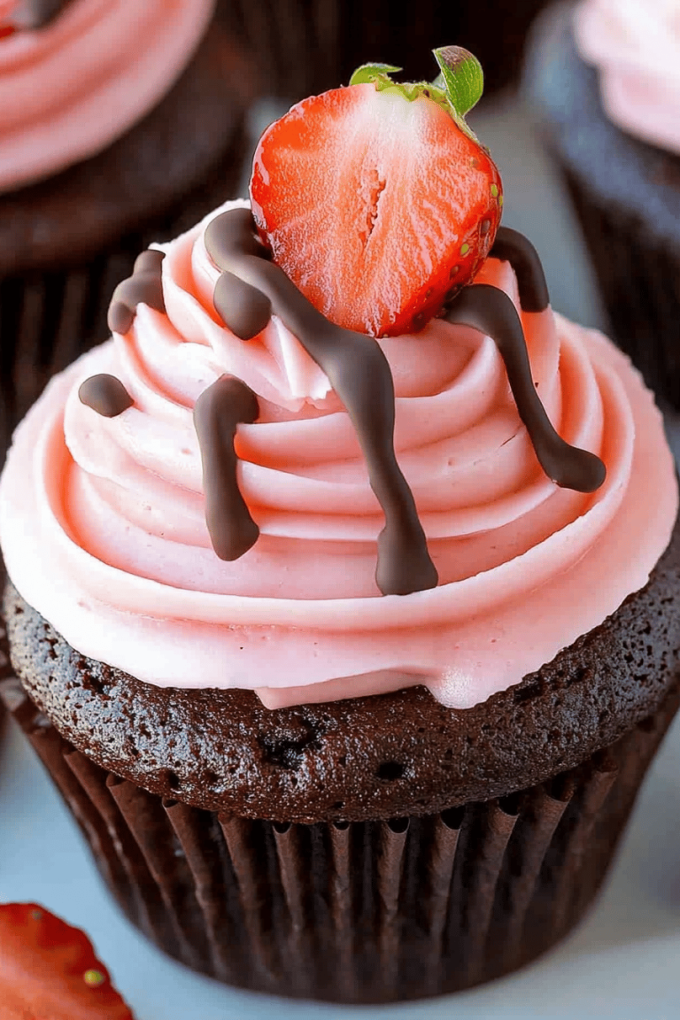 Chocolate-Dipped Strawberry Cupcakes