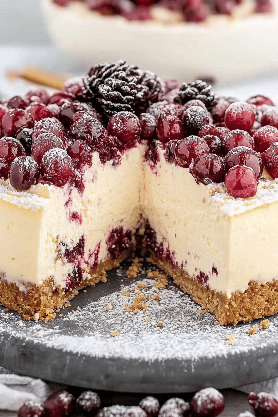 Christmas Cheesecake Recipe final dish beautifully presented and ready to serve