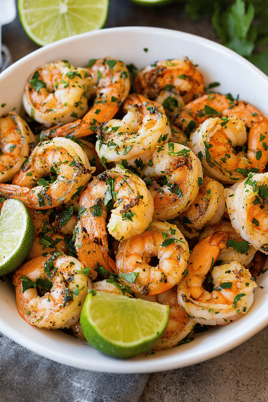 Cilantro Lime Shrimp ingredients organized and measured on kitchen counter