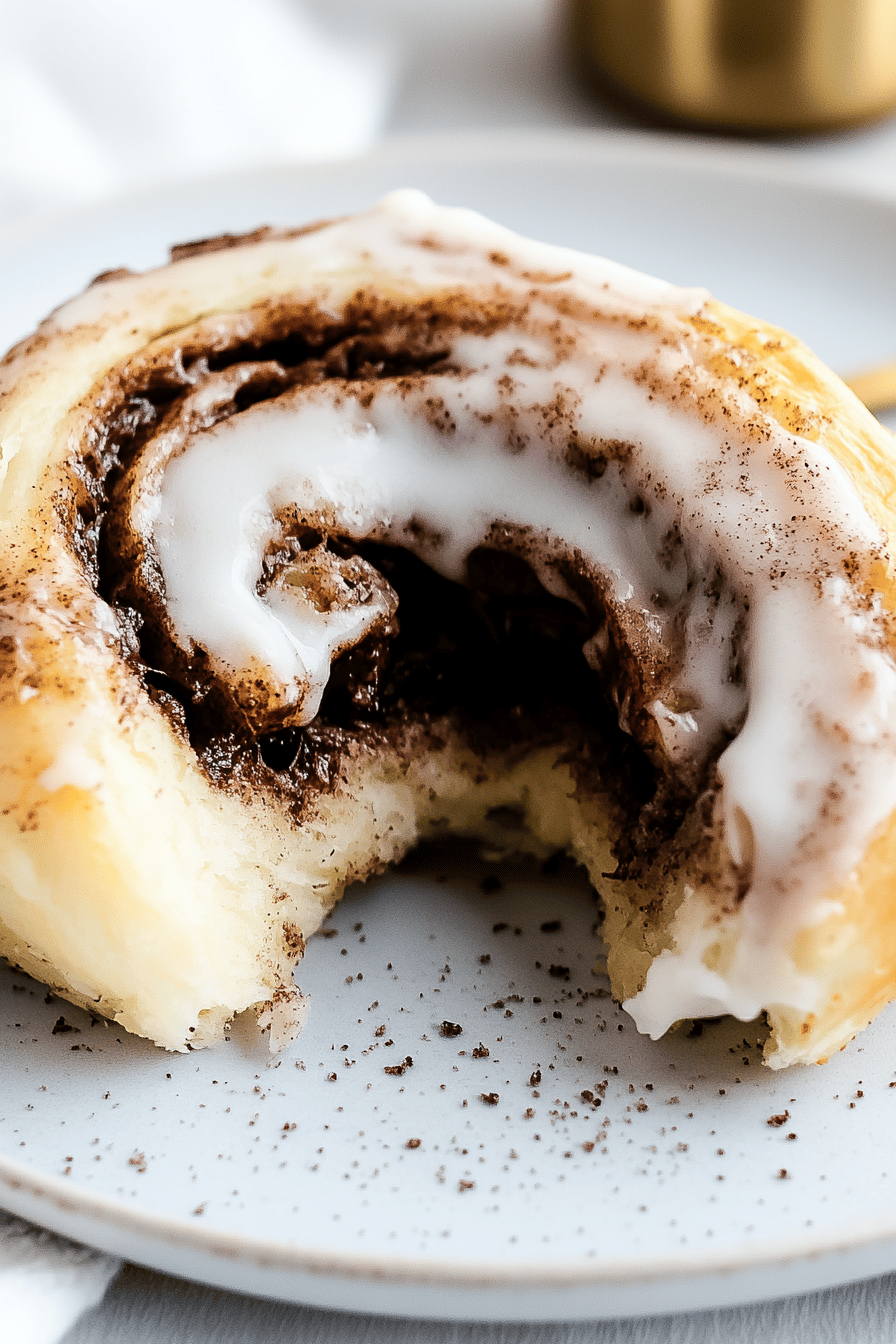 Cinnamon Rolls Recipe slice on plate showing perfect texture and swirl pattern