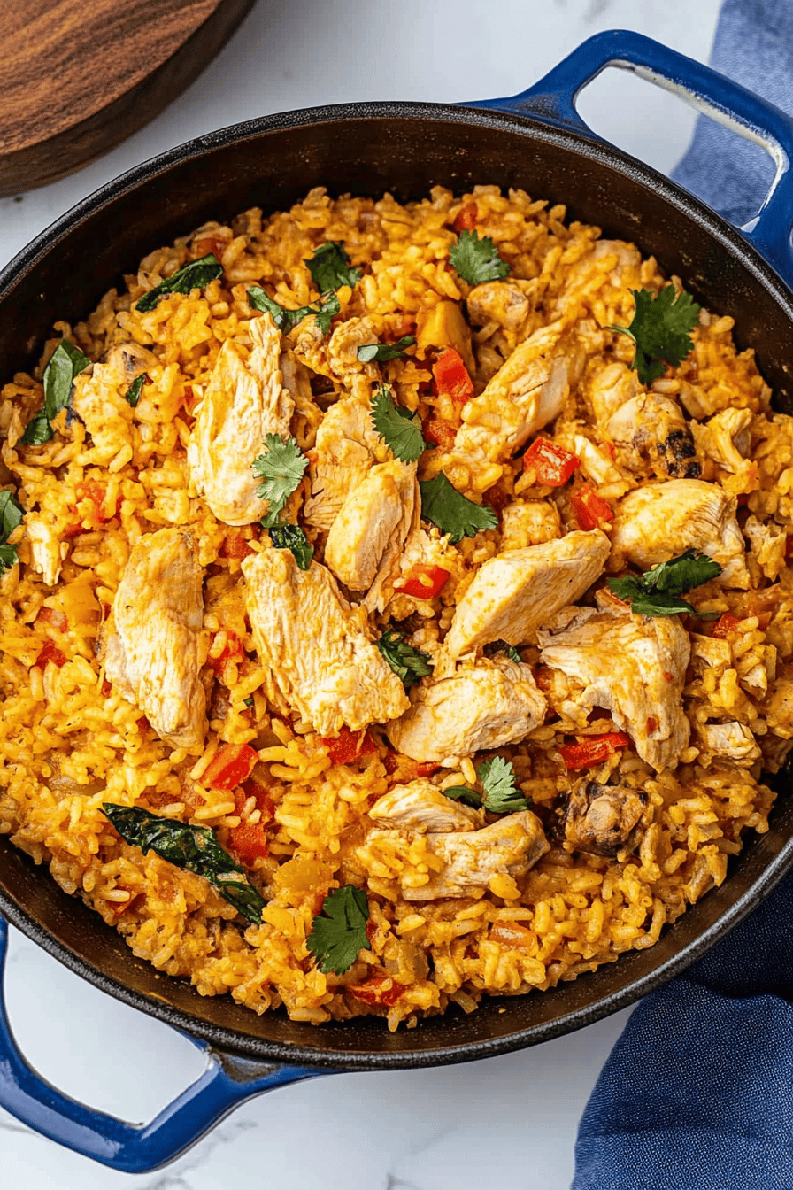 Costa Rican Arroz con Pollo final dish beautifully presented and ready to serve